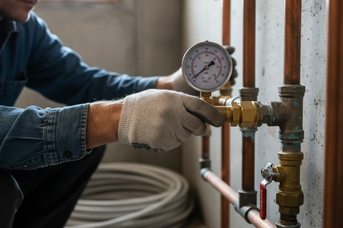 Pressure testing a repaired line during Water Line Repair in Killbuck
